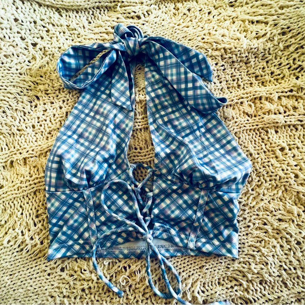 PRINCESS POLLY Cropped Gingham Style Halter Top!